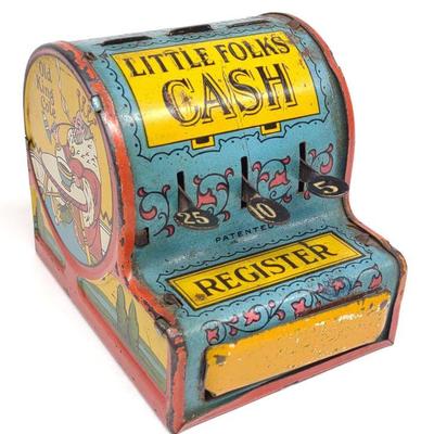 Little Folks Cash Register Tin Litho Toy