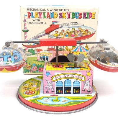 Yone Playland Sky Bus Ride Wind-Up Toy w/ Box