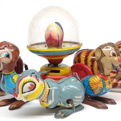 6 Linemar Japan Tin Wind-Up Toys