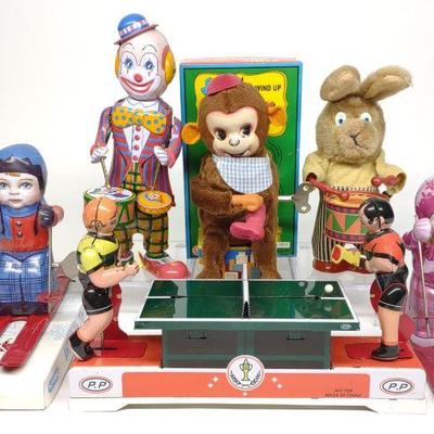 6 Modern Wind-Up Mechanical Tin Toys