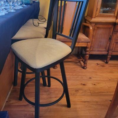 3 metal frame with cloth seats bar height stools