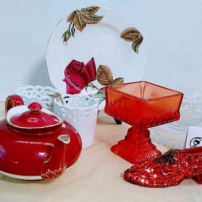Red Lot Tiffany Teapot more