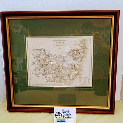 Suffolk England Map engraved
