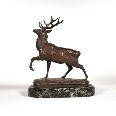 ANTOINE-LOUIS BARYE (1795-1875 | Stag with head raised. With impressed stamp signature 