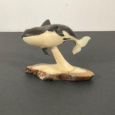 Point Hope Signed carved Orca