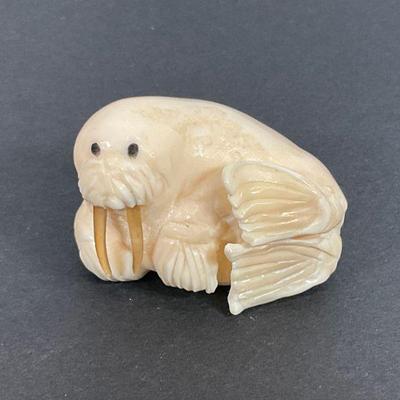 Inuit Carved Walrus -Signed Dianne russell