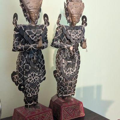 Vintage Asian Balinese Coin Statues 