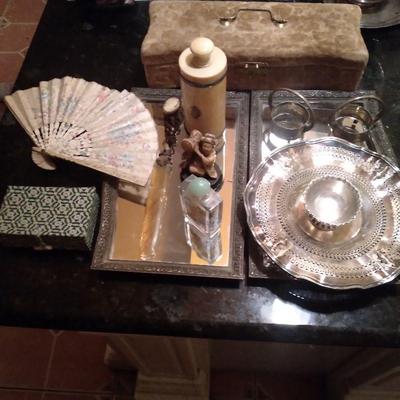 Silver plate strrlinf antique victorian and Asian items