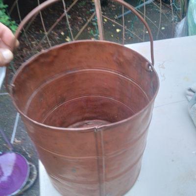 Antique 1850s hand made copper fireplace bucket