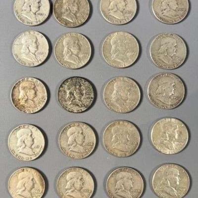 (20) Franklin Half Dollars