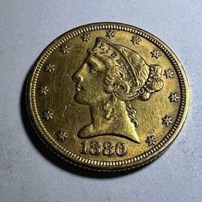 1880 $5 Liberty Head Gold Half Eagle