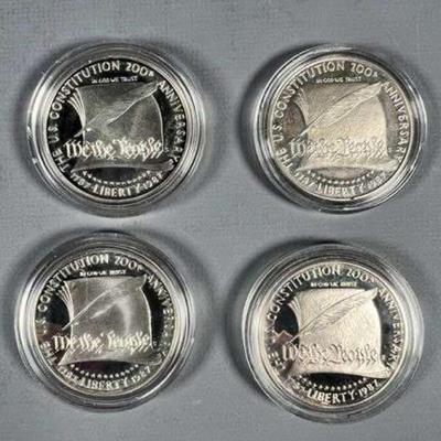 (4) 1987 $1 Constitution Commemorative Coin 90% Silver 26.73 Grams Each