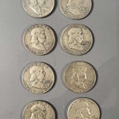 (8) Franklin Half Dollars