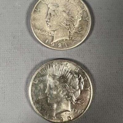 (2) Peace Dollars 1921 & 1925