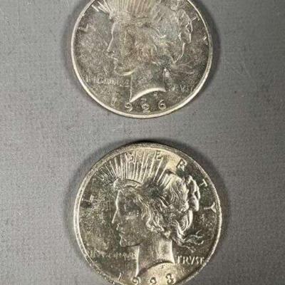 (2) Peace Dollars 1926-S & 1923 