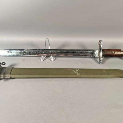 US WWI M1905 BAYONET AND SCABBARD, SA 1910 