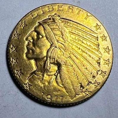 1911 $5 Indian Gold Half Eagle 