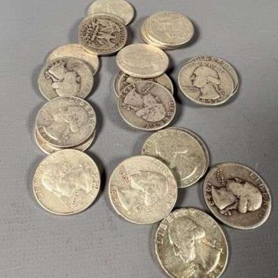 (23) Pre 1965 90% Silver Washington Quarters