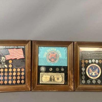 (3) Framed Coin & Currency Lots