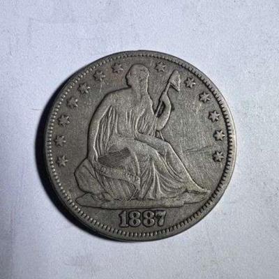 1887 Liberty Seated Silver Half Dollar 