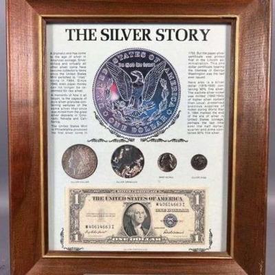 Framed â€œThe Silver Storyâ€ Coins & Currency