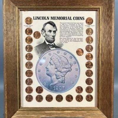Framed Lincoln Memorial Coins 