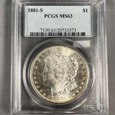 PCGS Graded MS63 1881-S Morgan Silver Dollar 