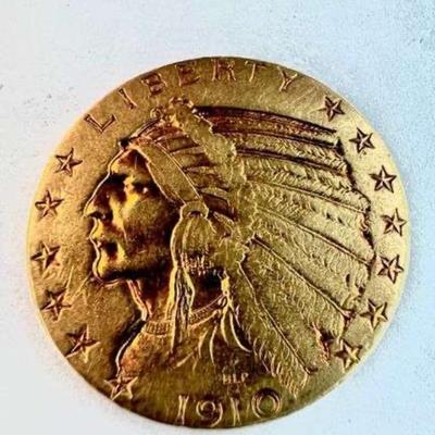 1910 $5 Indian Gold Half Eagle 