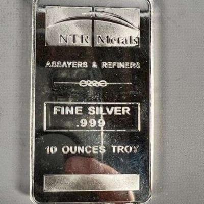 NTR Metals .999 Fine Silver 10 Troy Ounce Bar