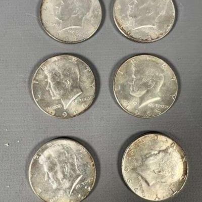 (6) Kennedy Half Dollars 5 Are 40% Silver & 1 Is 90% Silver 