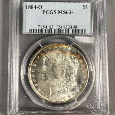 PCGS Graded MS63+ 1884-O Morgan Silver Dollar