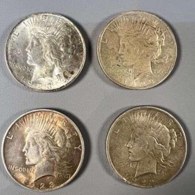 (4) Peace Dollars 1924, (2) 1922, (1) 1922-D