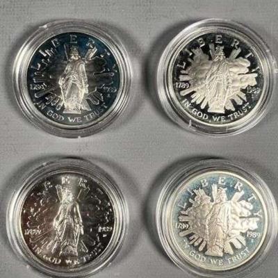 (4) 1989 $1 Congress Commemorative Coin 90% Silver 26.73 Grams Each