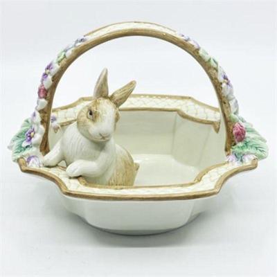 Lot 209  
Fitz & Floyd Figural Basket with Handle Botanical Bunny