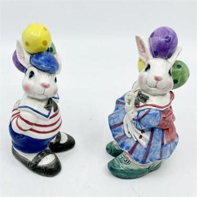 Lot 204  
Fitz and Floyd Ballooning Bunnies Salt and Pepper