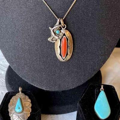 Sterling Silver Pendants Turquoise 