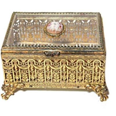 Lot 005   12 Bid(s)
Vintage Ormolu Gilt Jewelry Box with Cameo Lion Paw Feet Matson