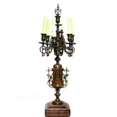Lot 026   0 Bid(s)
Antique French Ormolu Mounted Candelabra Bronze Patinated Rouge Griotte Marble