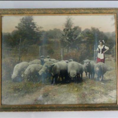 Lot 130   1 Bid(s)
Antique Large Photograph Original Tinted Hand Colored German Maid or Shepherdess