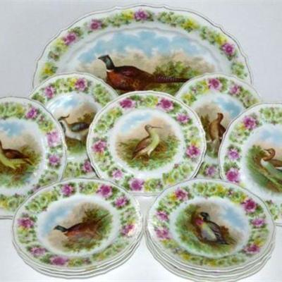 Lot 036   30 Bid(s)
German Turkey Platter and Game Plates Set CT Altwasser, Carl Tielsch