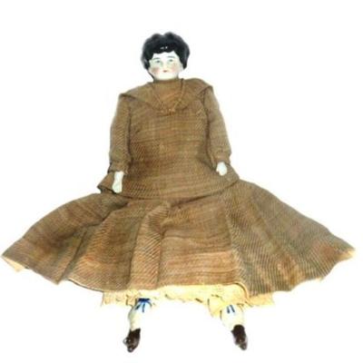 Lot 105   0 Bid(s)
Antique German China Doll with Partly Exposed Ears in Original Cloth Dress