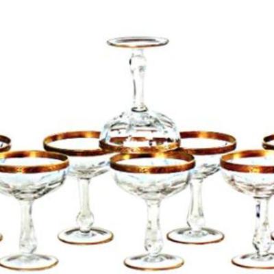 Lot 129   1 Bid(s)
Vintage Gold Rim Champagne Sherbet Tall Glasses Set of 8