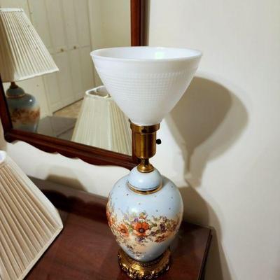 Lot 64 - Pair of Vintage Floral Ceramic Ginger Jar Table Lamps 