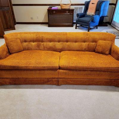 Lot 70 - Vintage Orange Upholstered Sofa 