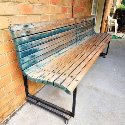 Lot 108 - Long Rolling Wood Bench 