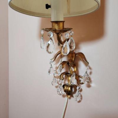 Lot 42 - Italian Gilt Tole Candle Sconces + Electric Wall Lamp 