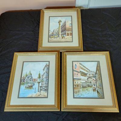 Lot 65 - Trio of Italian Watercolor Paintings 