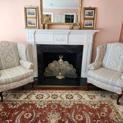 Lot 46 - Pair of Upholstered Wingback Armchairs 