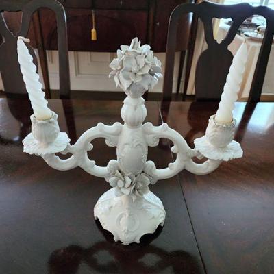 Lot 94 - Vintage Italian White Ceramic Candelabras 
