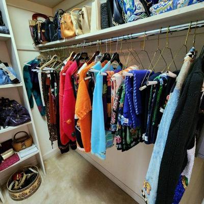 Lot 54 - Ladies' Closet Lot (12/Large - clothes, purses, and other accessories) 